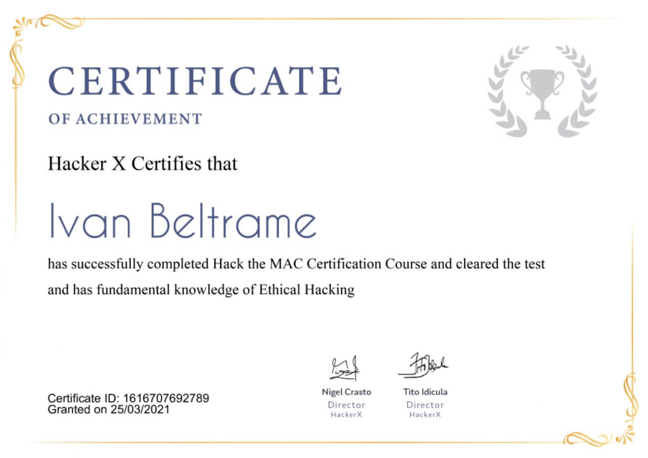 Certificato di MAC